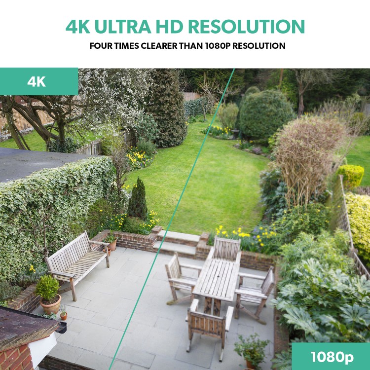 electriQ 4 Camera 4K Ultra HD DVR CCTV System with 2TB HDD