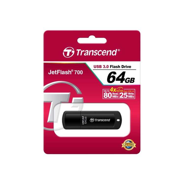 Transcend JF700 64GB USB 3.0 Flash Drive - Black