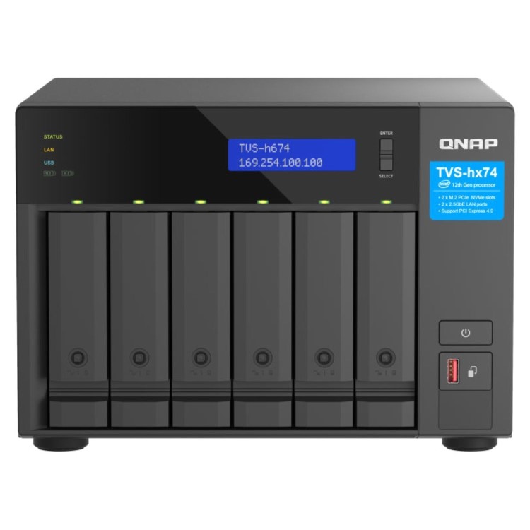 QNAP TVS-h674 NAS Tower Ethernet LAN Black i3-12100