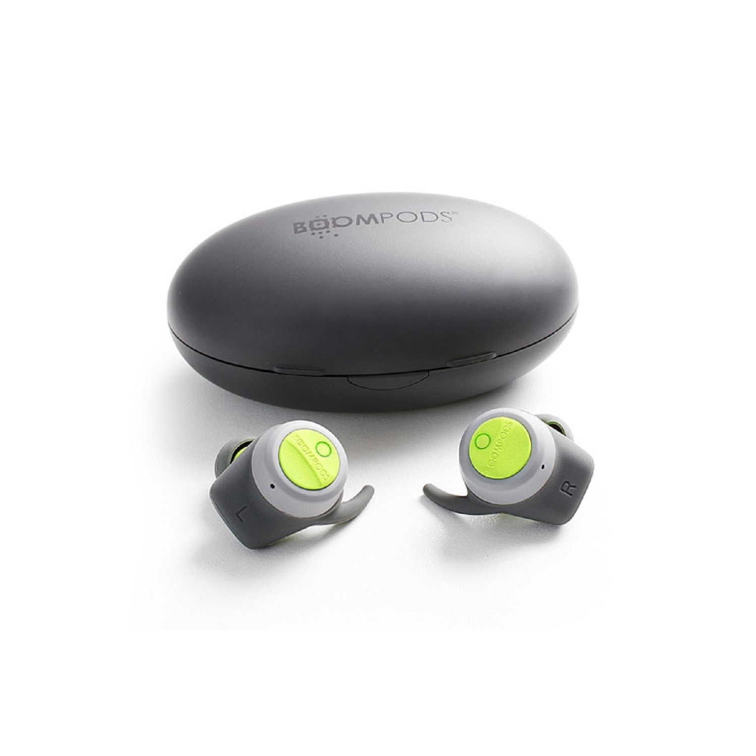 BoomPods BoomBuds True Wireless Earbuds - Grey/Green - Laptops Direct