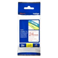 Brother Gloss Red on White 24mm Labelling Tape
