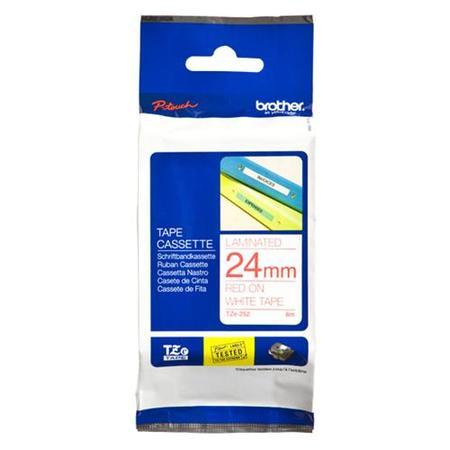 Brother Gloss Red on White 24mm Labelling Tape