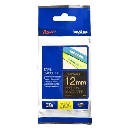 Brother TZE334 12mm Gold on Black Tape