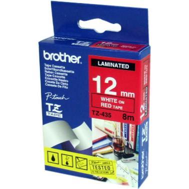 Brother TZE435 12mm White on Red Tape