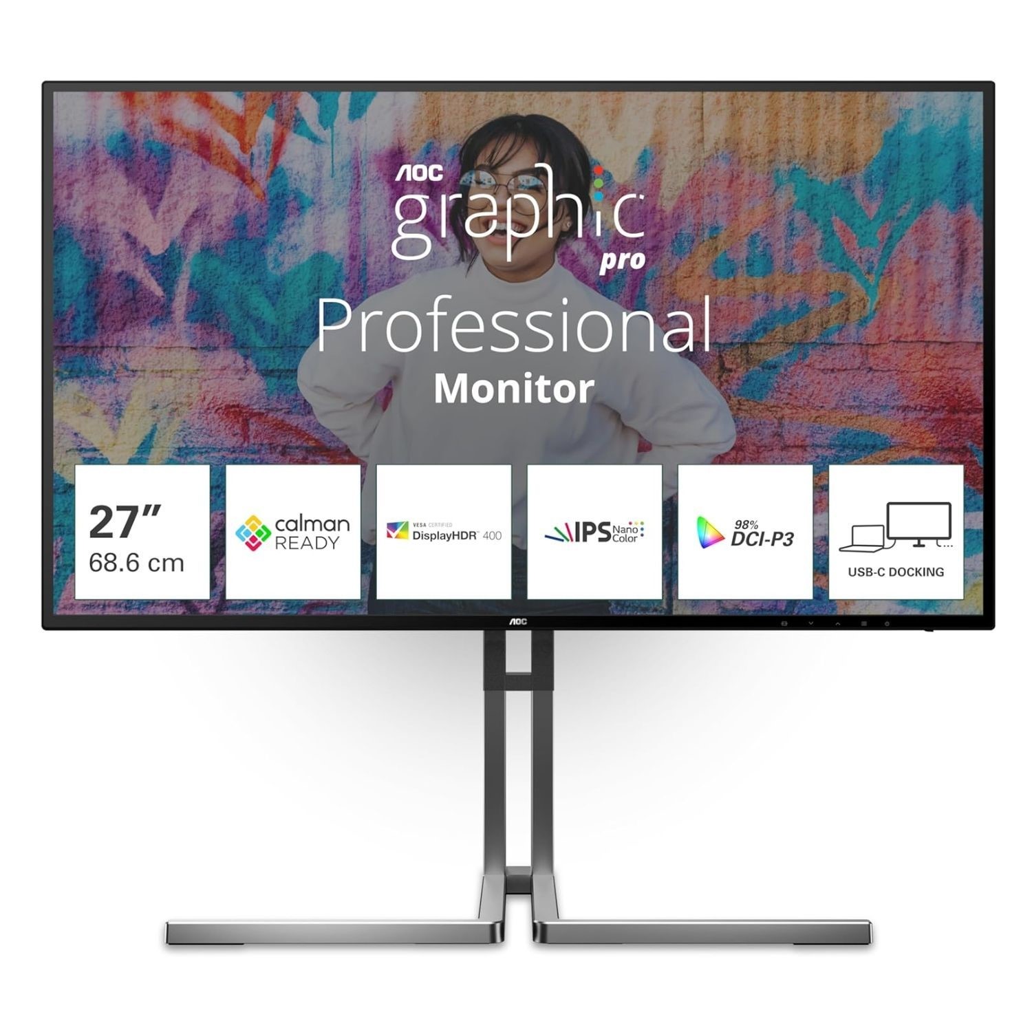 AOC Graphic Pro U27U3CV 27 IPS 4K 60Hz 4ms Height Adjustable Monitor
