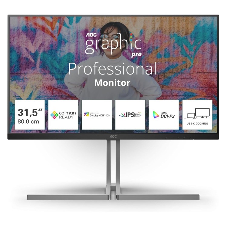 AOC Graphic Pro U32U3CV 32" IPS 4K UHD Height-Adjustable USB-C Monitor