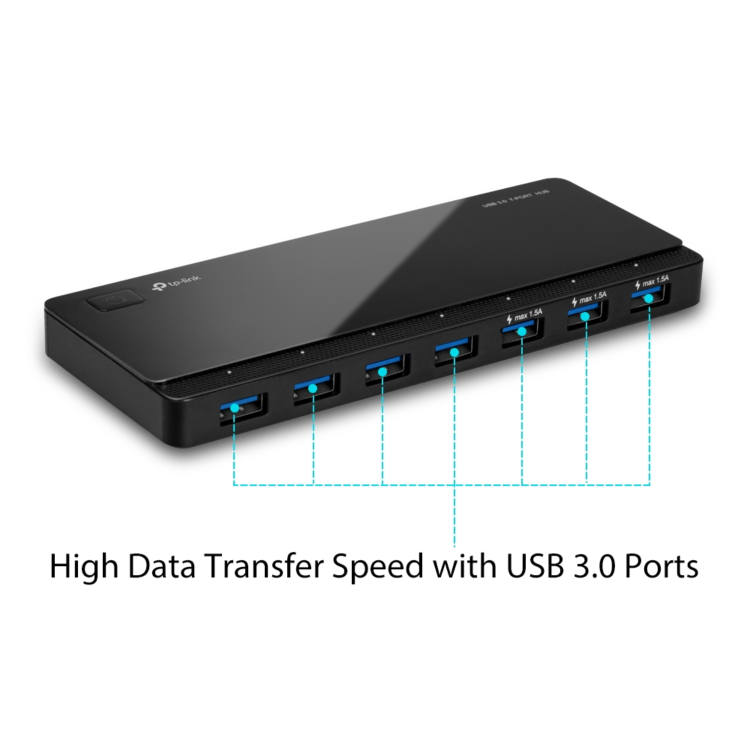 TP-Link UH700 USB 3.0 7-Port Hub with UK Power Adapter