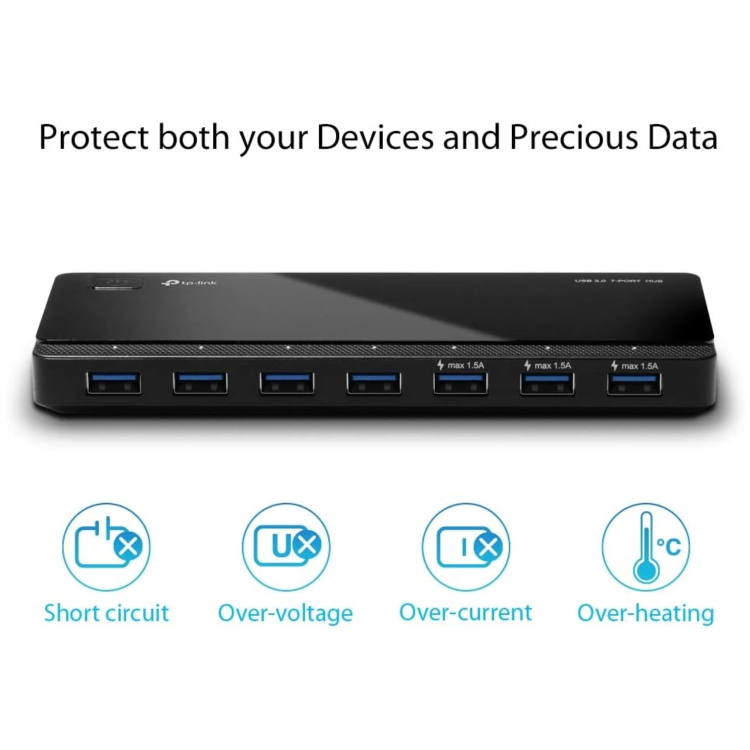 TP-Link UH700 USB 3.0 7-Port Hub with UK Power Adapter