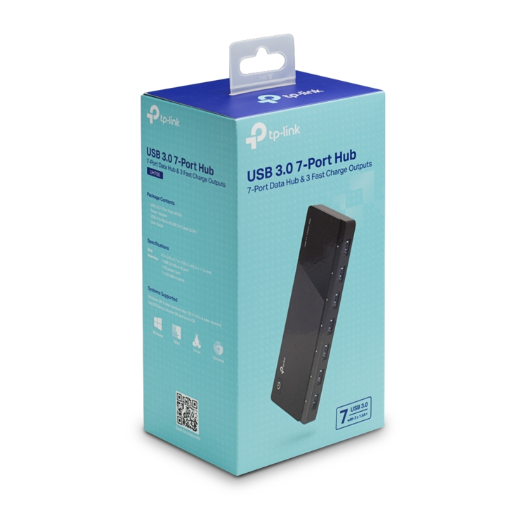 TP-Link UH700 USB 3.0 7-Port Hub with UK Power Adapter