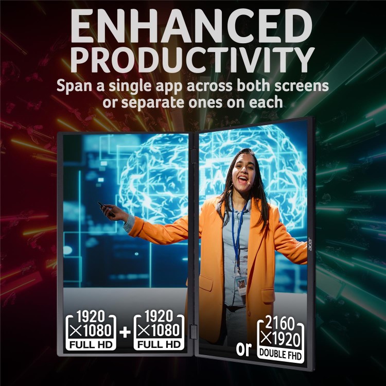 Acer PD193QE Dual 18.5" IPS Full HD 100Hz Foldable Portable Monitor