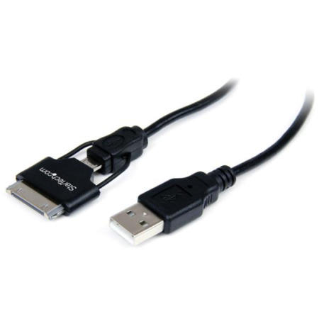 StarTech.com 0.65m 2 ft Short Apple&reg; 30-pin Dock Connector or Micro USB to USB Combo Cable for iPh