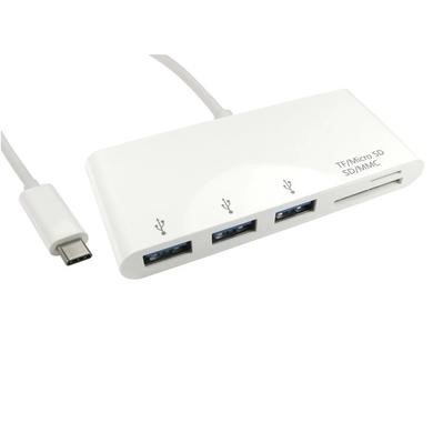 OEM USB-C 3-Port USB Hub With Card Reader White