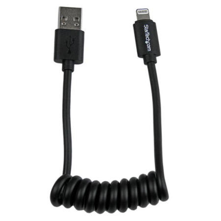 StarTech.com 0.3m 1ft Coiled Black Apple&reg; 8-pin Lightning Connector to USB Cable for iPhone / iPod