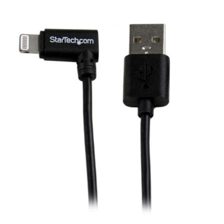 StarTech.com 2m 6ft Angled Black Apple&reg; 8-pin Lightning Connector to USB Cable for iPhone / iPod /