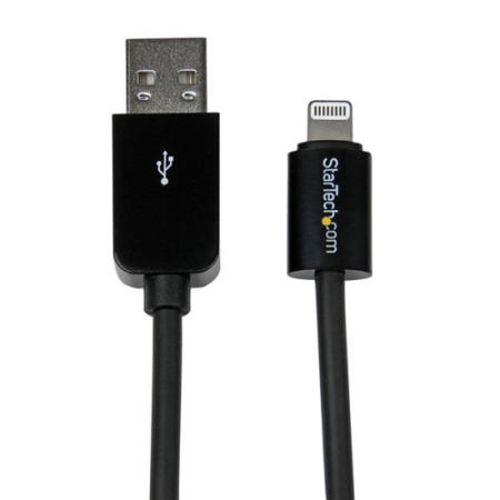 StarTech.com 1m 3ft Black Apple&reg; 8-pin Slim Lightning Connector to USB Cable for iPhone / iPod / i
