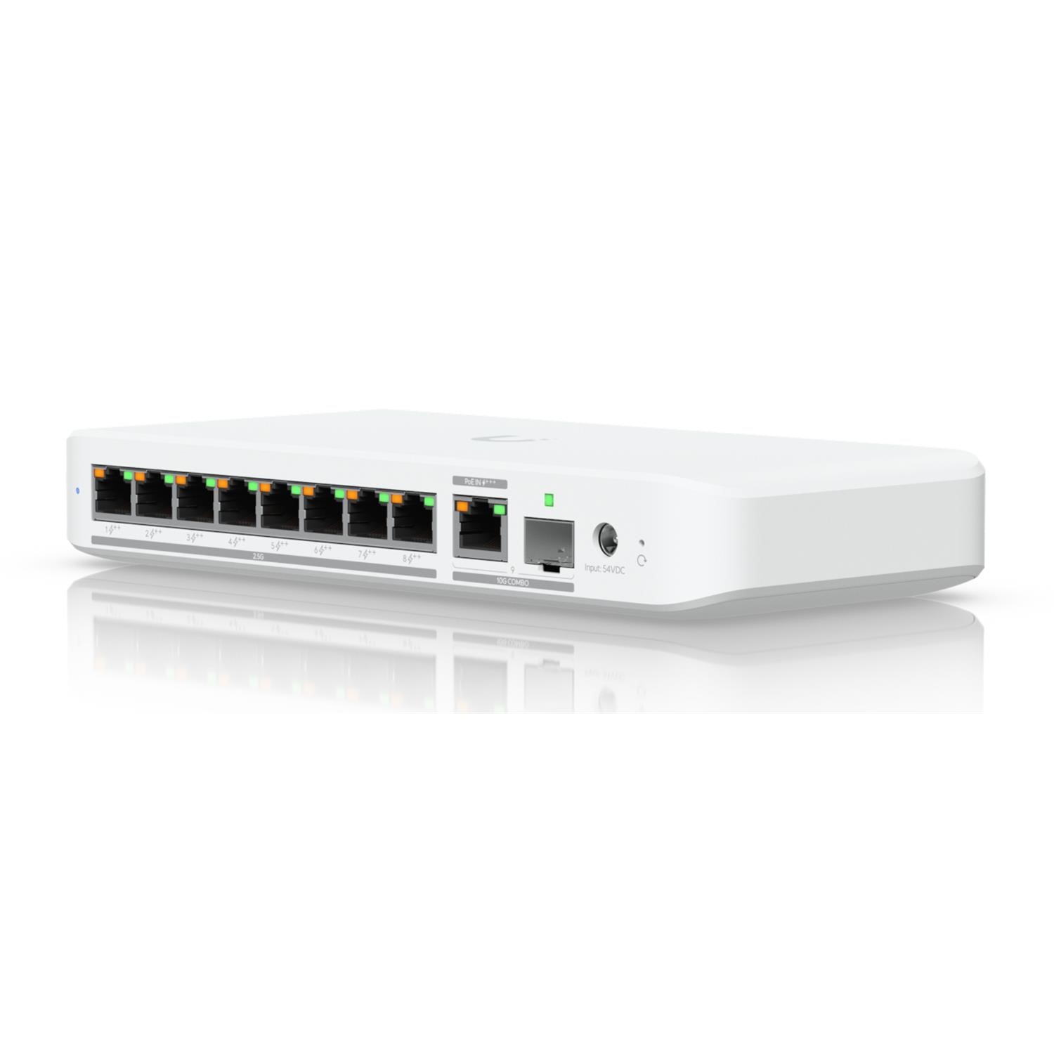 Ubiquiti Unifi Flex 2.5G Poe Managed L2 2.5G Ethernet (100/1000/2500) Power Over Ethernet (Poe) White, Laptops Direct - USW-Flex-2.5G-8-PoE