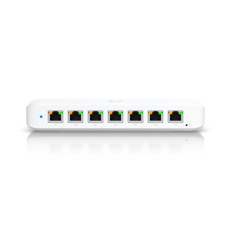Ubiquiti A compact  8-port  Layer 2 GbE PoE switch with versatile mounting options.