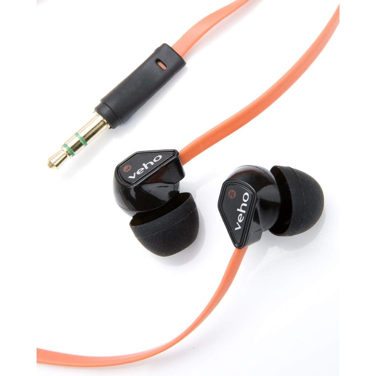 Veho 360 Earphones with flex 'anti' tangle cord system - Orange