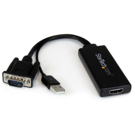 StarTech.com VGA to HDMI&reg; Adapter with USB Audio & Power – Portable VGA to HDMI Converter –  1080p