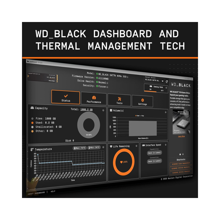 Western Digital Black SN770 1TB M.2 PCI Express 4.0 NVMe Internal SSD