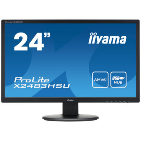 Iiyama 24" Black Bezel Full HD LED LCD Display 1920 x 1080 1 x DVI and 1 x HDMI Connection