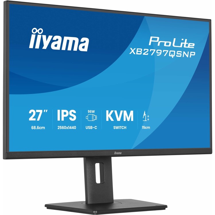 iiyama ProLite XB2797QSNP 27" IPS QHD USB-C KVM Height-Adjustable Monitor