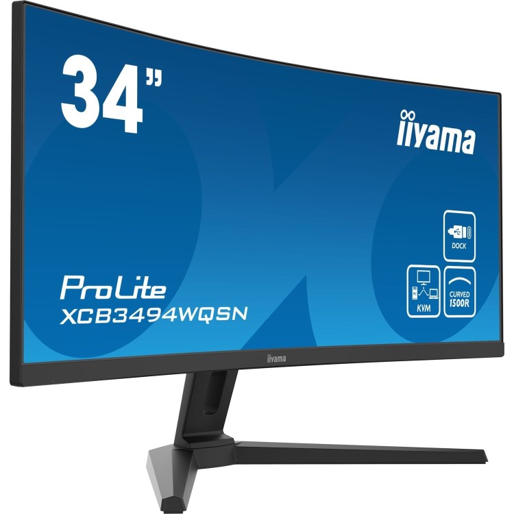 iiyama ProLite XCB3494WQSN-B1 34" UWQHD VA 120Hz Ultrawide Curved Monitor with USB-C Dock