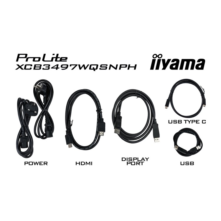 iiyama ProLite XCB3497WQSNPH-B1 34" VA UltraWide Quad HD USB-C KVM Height-Adjustable Curved Monitor