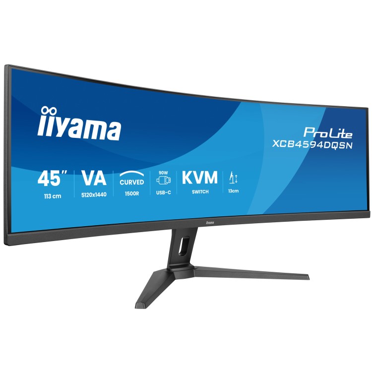 iiyama ProLite XCB4594DQSN 45" VA UltraWide QHD USB-C KVM Height-Adjustable Curved Monitor