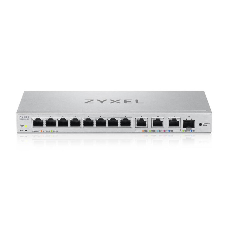Zyxel XGS1250-12 v2, 12-Port Gigabit webmanaged Desktop Switch with 8 port 1G + 3-Port MultiGig 1/2.5/5/10G + 1-Port SFP+