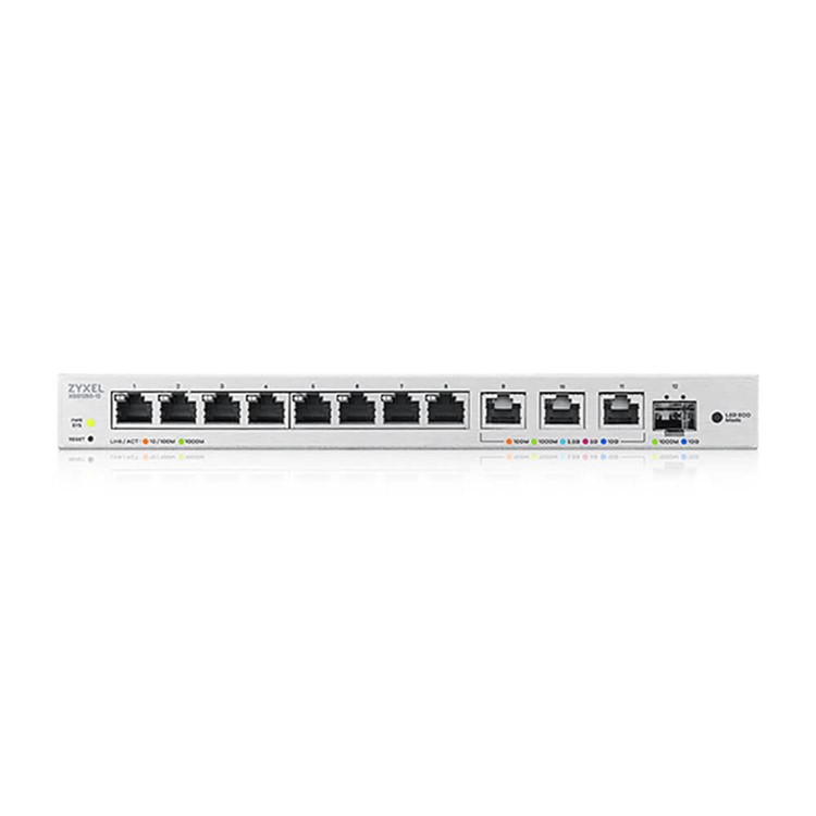Zyxel XGS1250-12 v2, 12-Port Gigabit webmanaged Desktop Switch with 8 port 1G + 3-Port MultiGig 1/2.5/5/10G + 1-Port SFP+