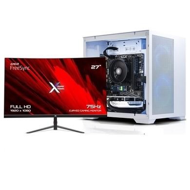 AWD IT Mini Cube RTX 4060 Windows 11 Gaming PC + 27" Full HD Curved Gaming Monitor