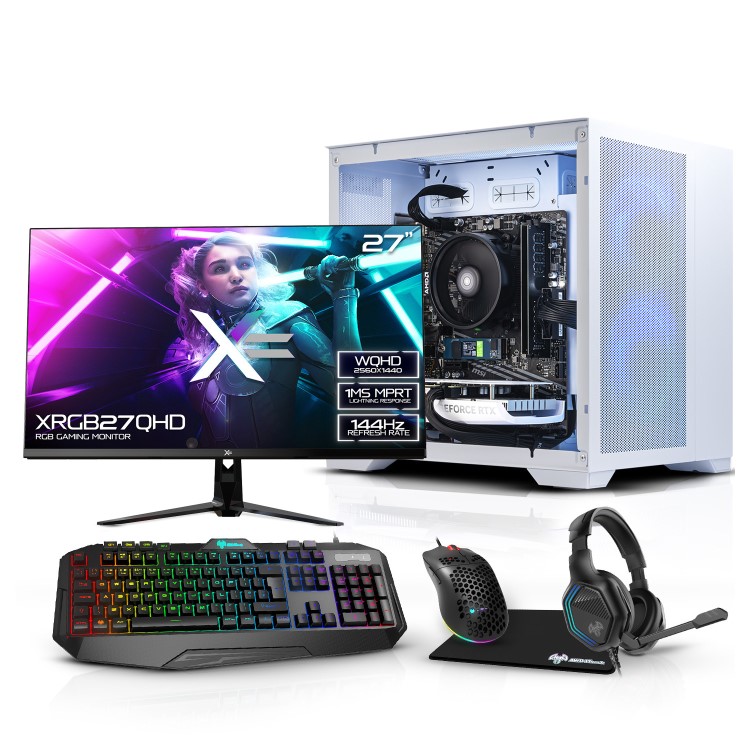 AWD IT Mini Cube RTX 4060 Windows 11 Gaming PC + 27" Full HD Flat Screen Gaming Monitor