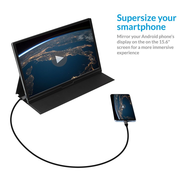 electriQ 15.6 inch Portable Gaming Monitor HDMI/USB-C Speakers Built-in - Compatible with Raspberry Pi PS4 Xbox & Mobile Phones