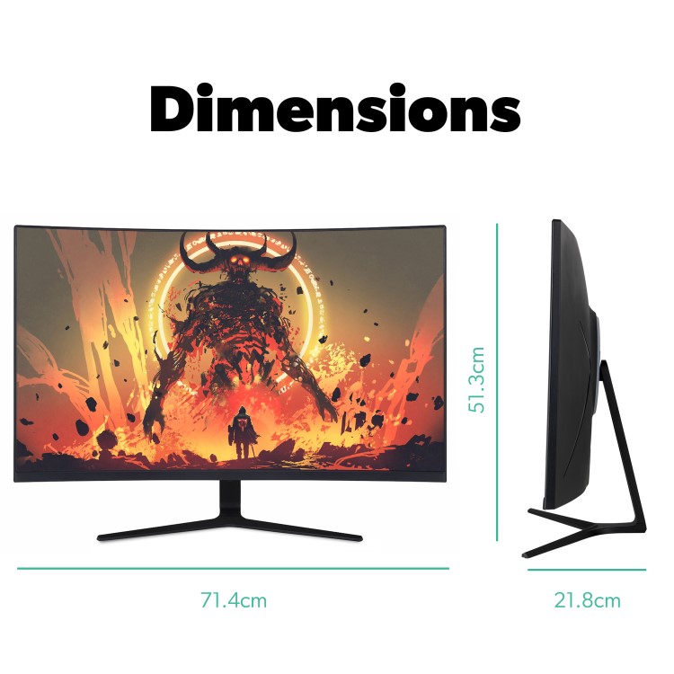 Refurbished electriq 32" QHD HDR 165Hz FreeSync Curved Gaming Monitor