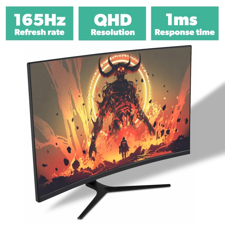 Refurbished electriq 32" QHD HDR 165Hz FreeSync Curved Gaming Monitor
