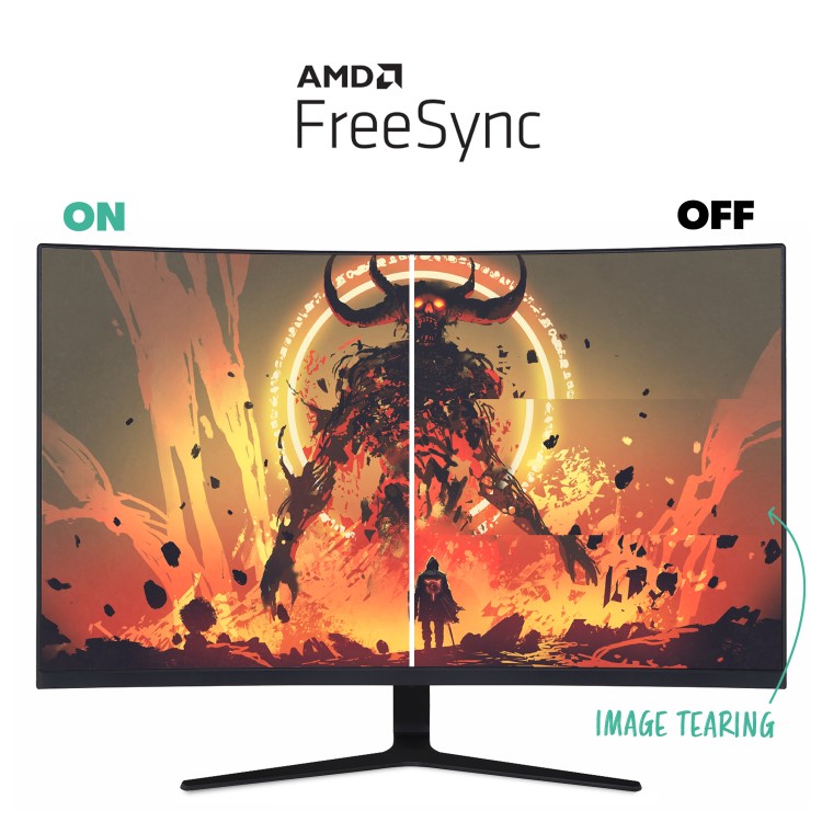 Refurbished electriq 32" QHD HDR 165Hz FreeSync Curved Gaming Monitor