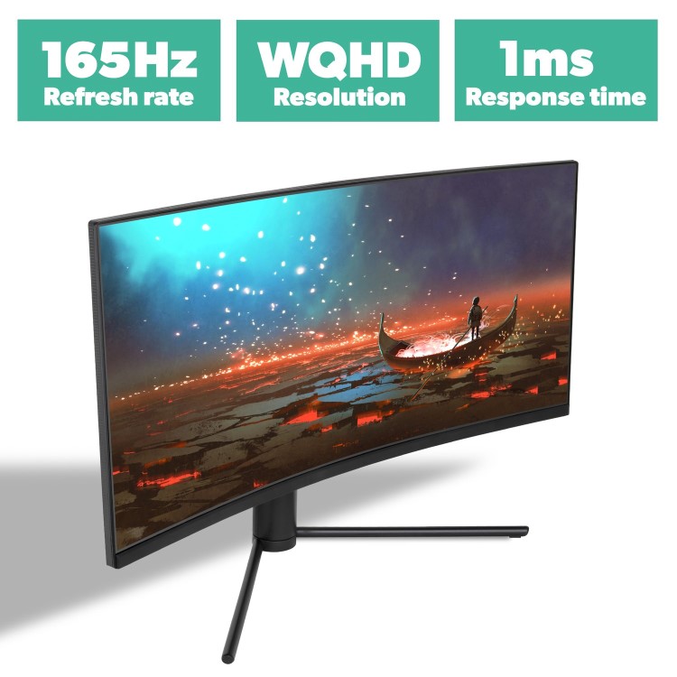 electriQ 34" QLED WQHD 165Hz 1ms UltraWide Curved Gaming Monitor