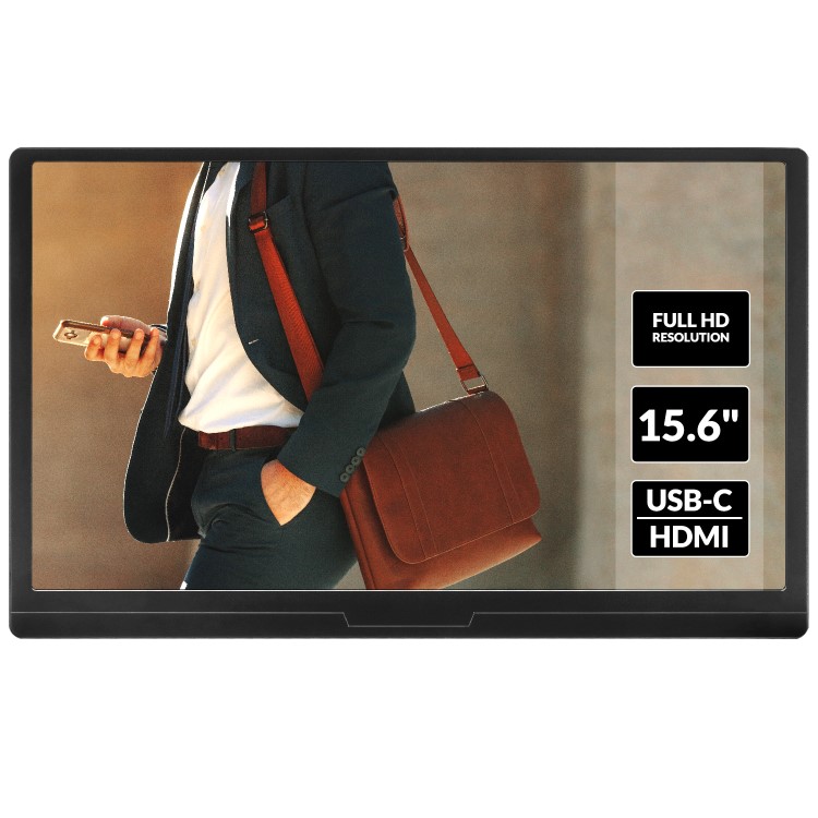 GRADE A2 - electriQ 15.6" IPS Full HD HDR USB-C Portable Monitor