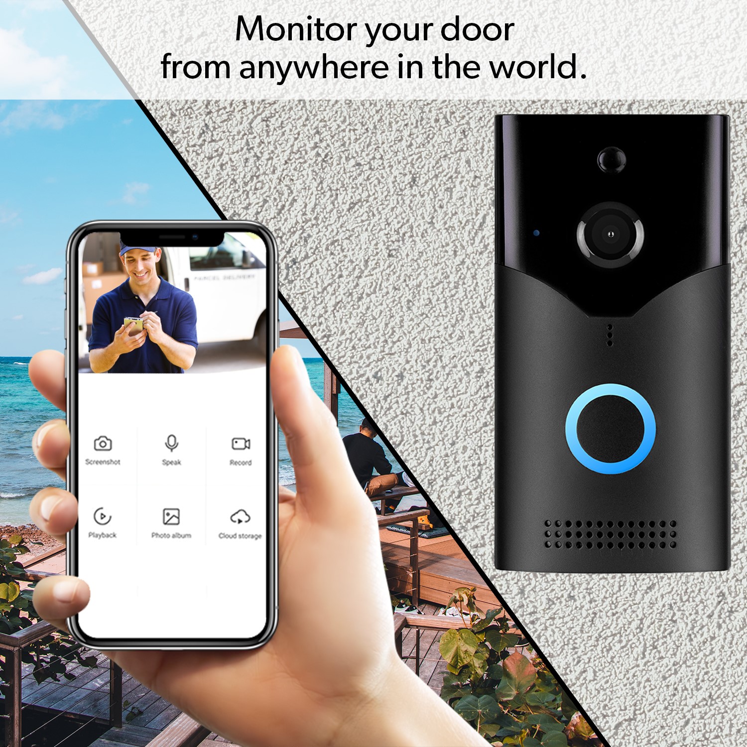 electriQ 1080p HD Wireless Video Doorbell Camera Gen 2 with