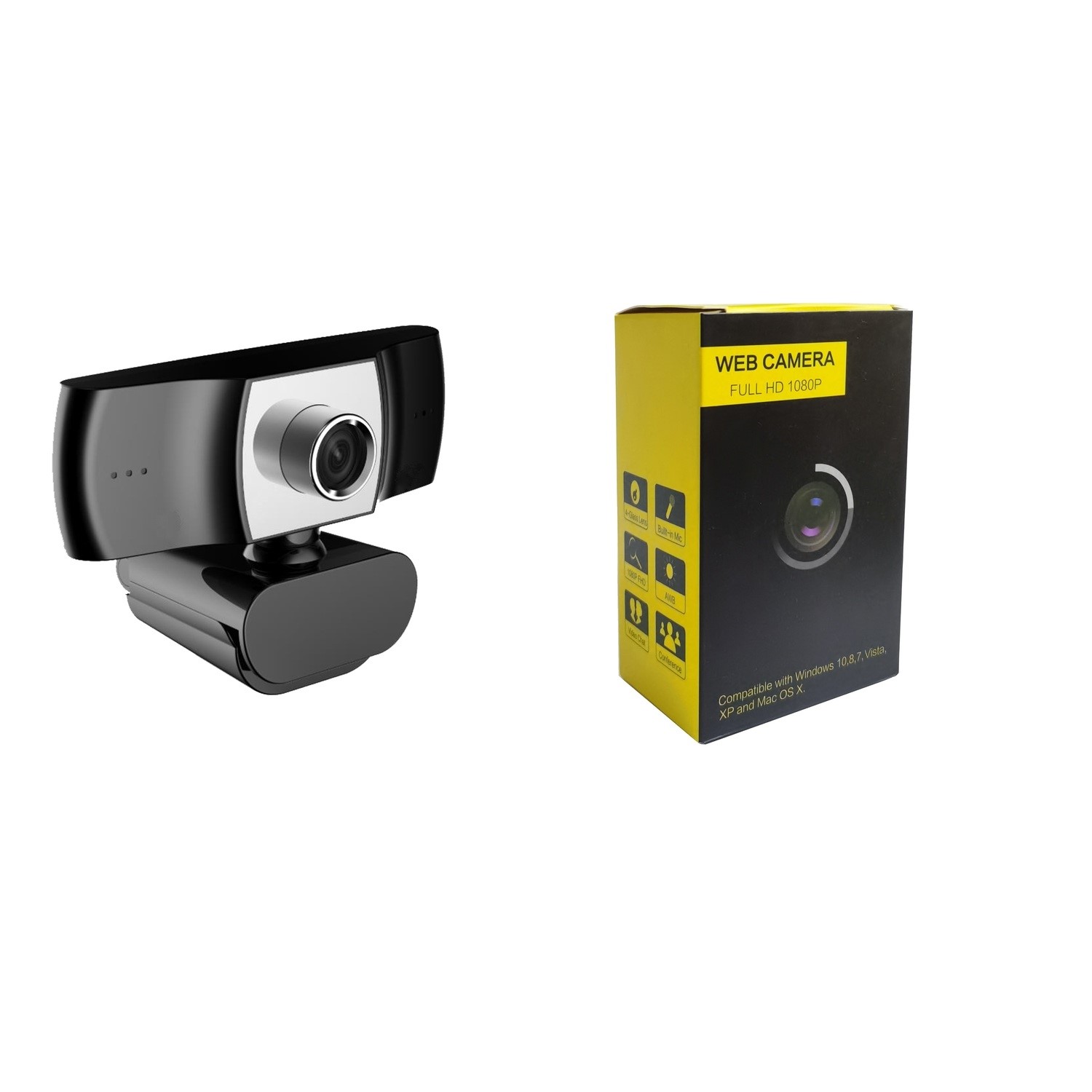 Full HD 1080P Webcam With Autofocus And Built-In Microphone For PC/Laptop - USB, Includes Privacy Cover