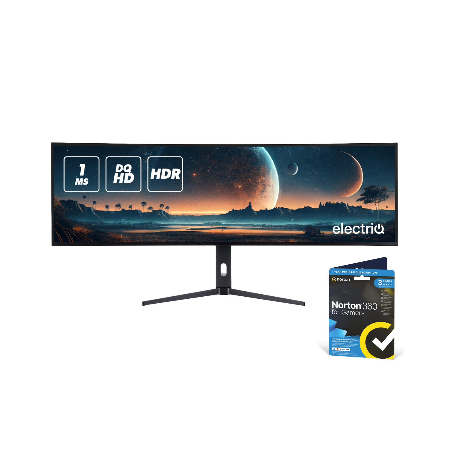 Electriq 49 Ips 5K Dqhd 144Hz 1Ms Super Ultrawide Curved Gaming Monitor Black, Laptops Direct - eiq-495KCSUW144IPS