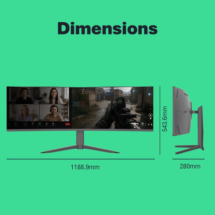 electriQ 49" VA Dual QHD 165Hz UltraWide Curved USB-C Monitor
