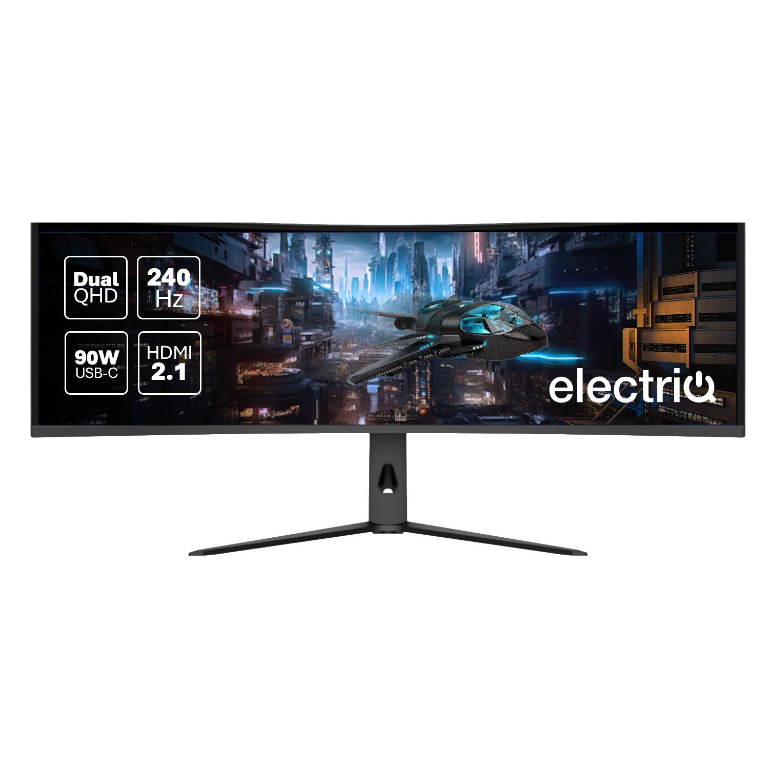 electriQ 49'' VA Dual QHD 240Hz USB-C KVM UltraWide Monitor