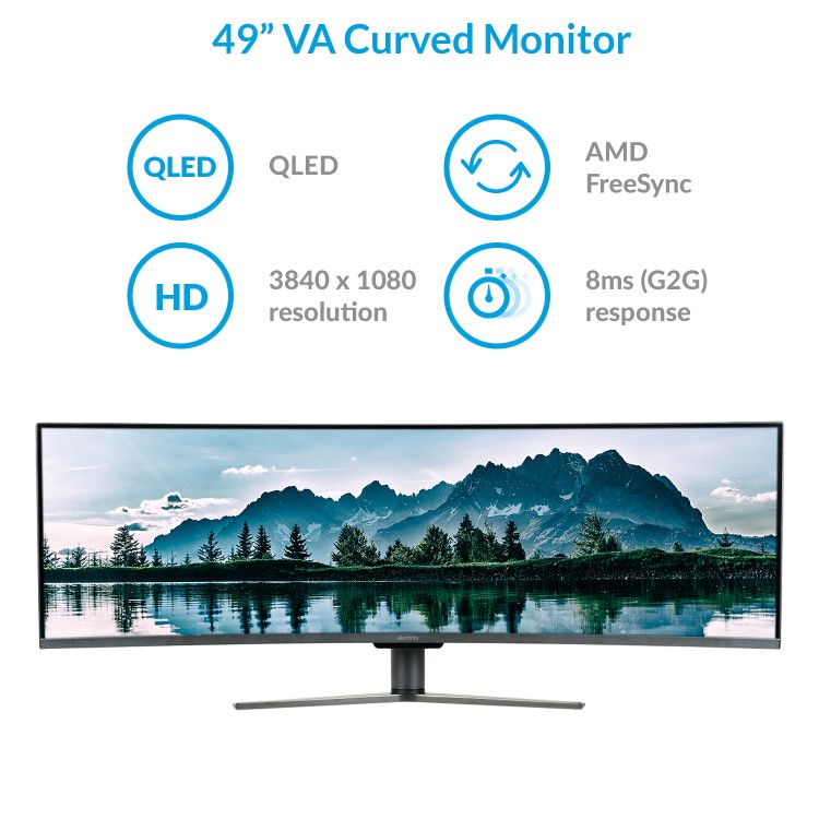 Refurbished electriQ 49" Double FHD HDR QLED Super UltraWide FreeSync Curved Monitor
