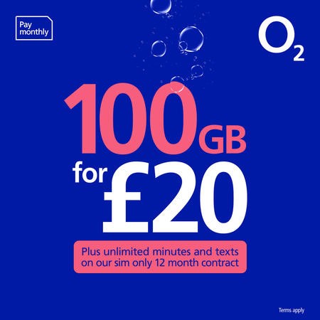 O2 Vimeo Sim Only O2 100GB Data SIM Only Contract 12 Months - Laptops Direct