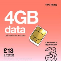 Three 4GB Data SIM Only Contract 12 Months