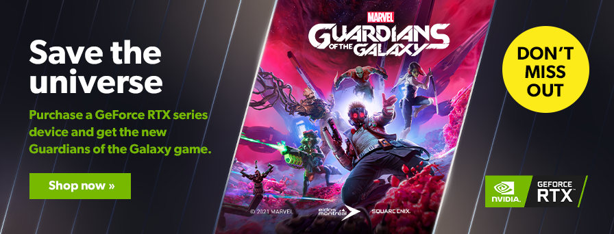 Promo Nvidia with Marvel's Guardians of the Galaxy.