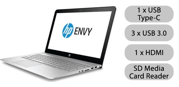 HP ENVY USB Type-C, USB 3.0, HDMI, SD media card reader