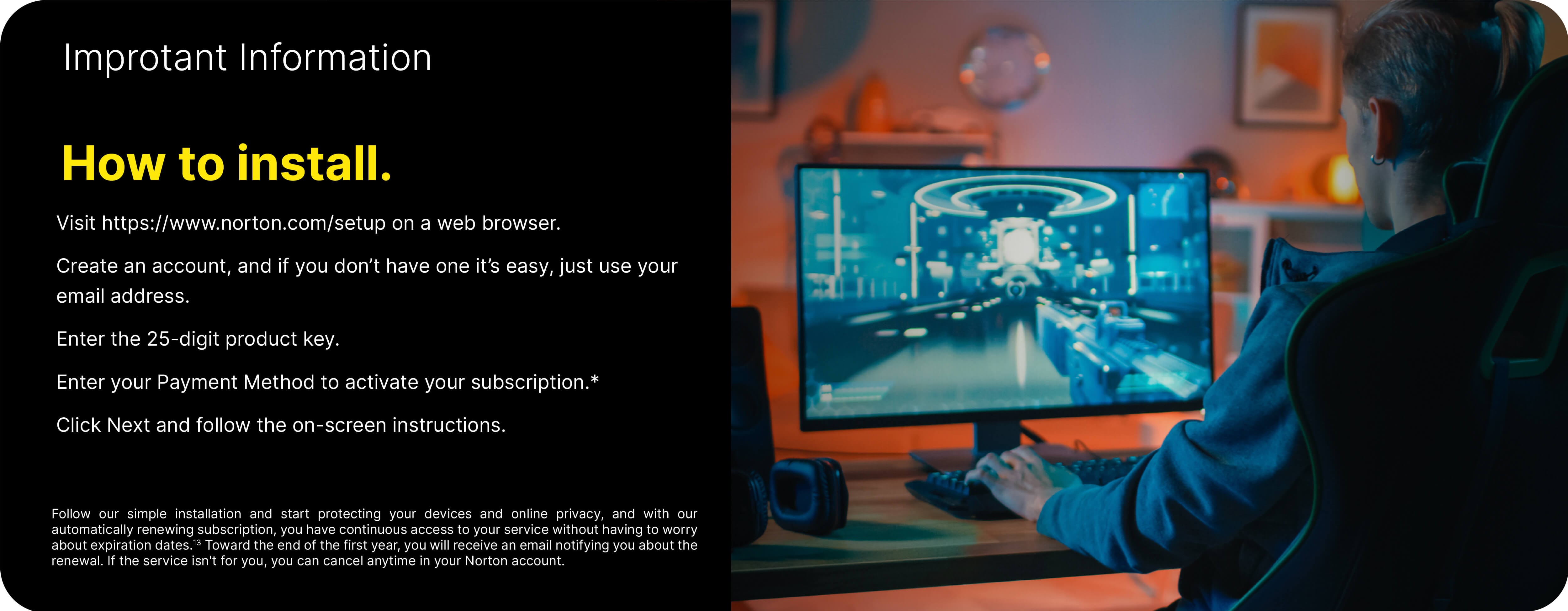 Important information about setting up and activating Norton 360 for Gamers